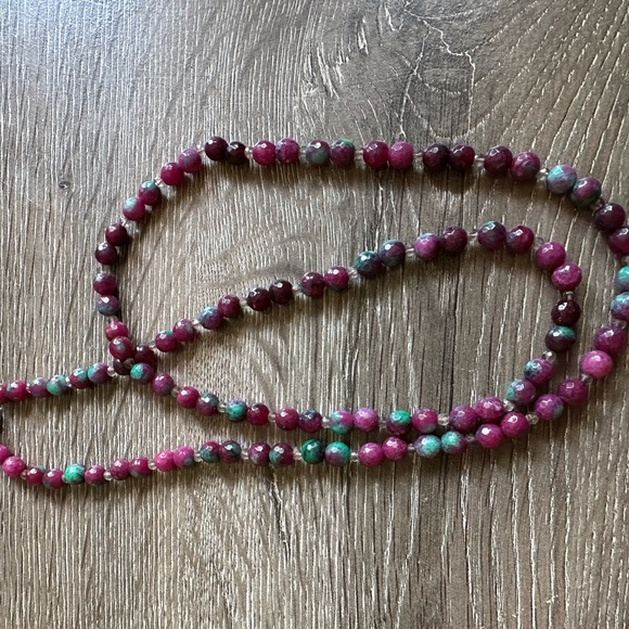 Elegant SS 36 Ruby Zoisite Beaded Necklace - Picture 2 of 6
